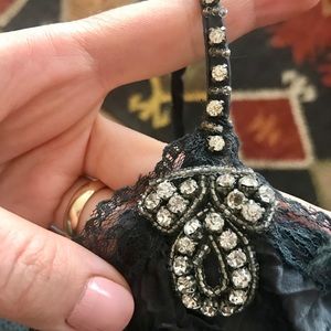 Silk Top with beaded rhinestones.